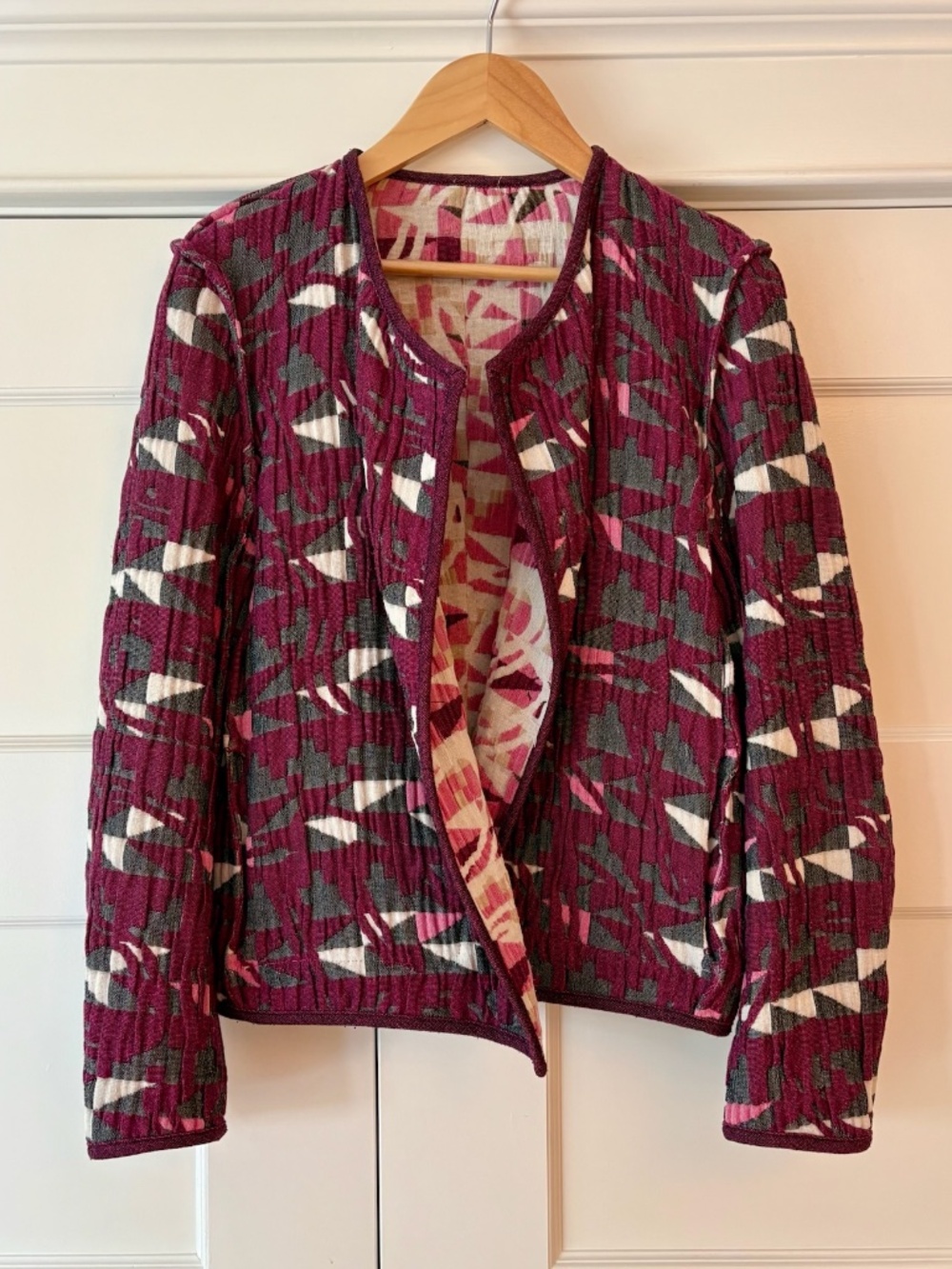 Maje reversible pink/burgundy/cream jacket